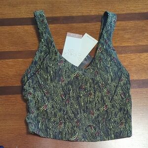 CALIA by Carrie Underwood Leaf Pattern Tank Top - Black and Yellow